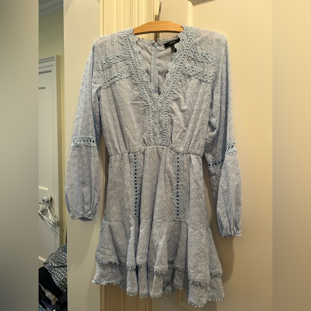 Aqua Sky Blue Crochet Dress